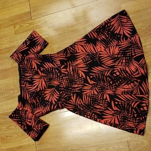 Zara palm leaf red/black OTS dress XS